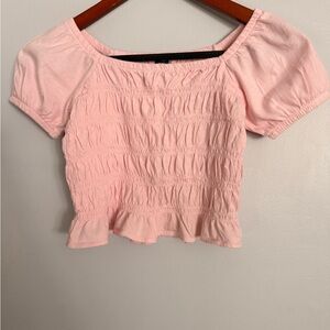 Old Navy Light Pink Smocked Crop Top